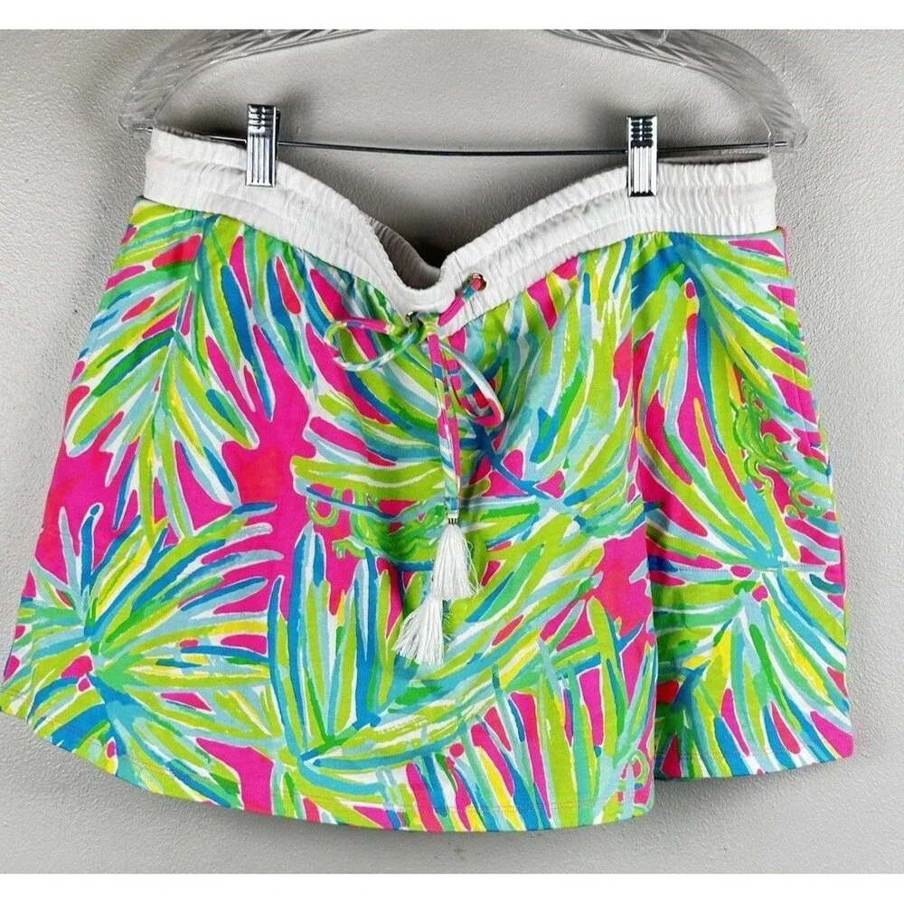 Lilly Pulitzer Zia Pink Green Vibrant Terry Skirt Size XL ~ EUC pockets Tropical